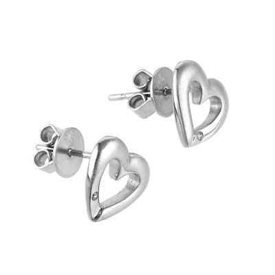 Hot Diamonds Sterling Silver Matt and Polished Heart Earrings - Product number 6547737