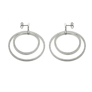 Circles Stainless Steel Stone Set Earrings