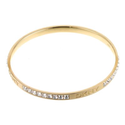 DKNY Stainless Steel Cubic Zirconia Gold Coloured Bangle - Product number 6547850