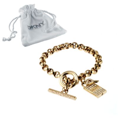 DKNY Stainless Steel Key and Padlock Charm Bracelet