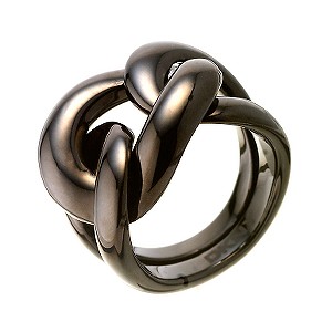 DKNY Organic Grey Steel Ring - Size M1/2