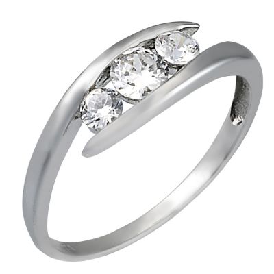 H Samuel 9ct White Gold Cubic Zirconia Three Stone Ring