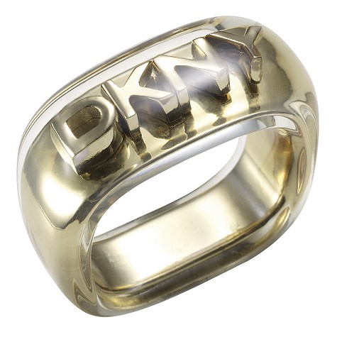 DKNY gold coloured stainless steel resin ring