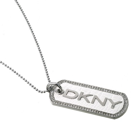 dkny stainless steel white dog tag