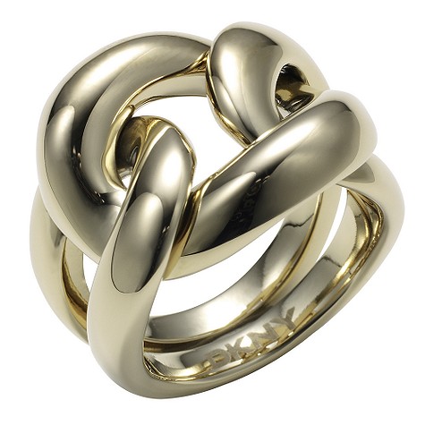 dkny Organic gold coloured stainless steel ring