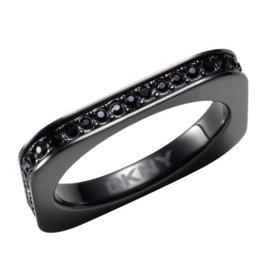 DKNY Circles square black stainless steel stone set ring - Product number 6549608
