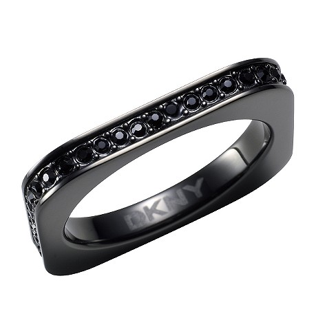 dkny Circles square black stainless steel stone