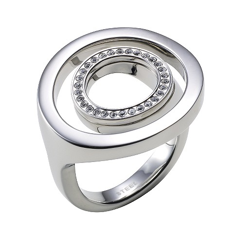 DKNY Circles white stone set stainless steel ring