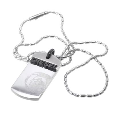Diesel Men's Stainless Steel and Gunmetal IP Dog Tag - Product number 6549713