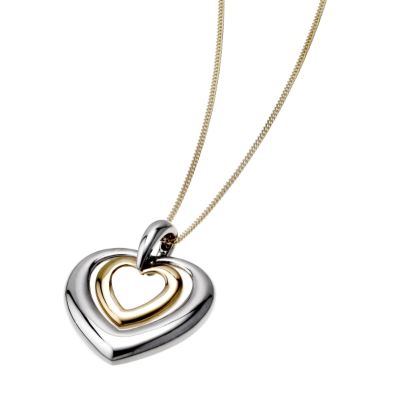 Silver and Gold-Plated Double Heart Pendant - Product number 6554369
