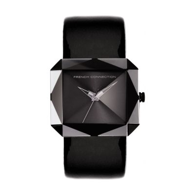 French Connection Ladies' Blue Facet Black Strap Watch - Product number 6556191