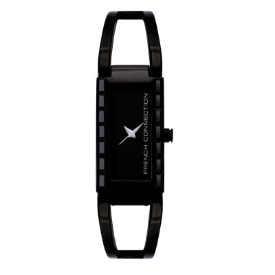 French Connection Ladies' Stone Set Black Bangle Watch