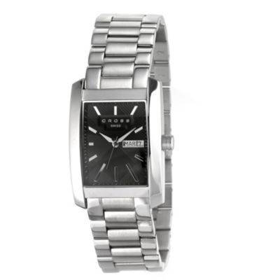 Cross Manhattan men's black rectangular dial stainless steel bracelet watch - Product number 6556337