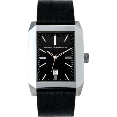 French Connection Men's Rectangular Dial Black Strap Watch - Product number 6556779