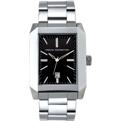 French Connection Men's Rectangular Black Dial Stainless Steel Bracelet Watch - Product number 6556795