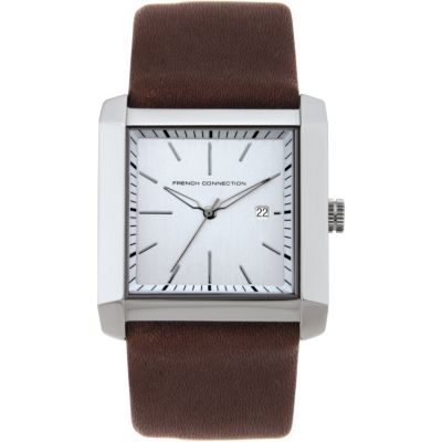 French Connection Men's Square Dial Brown Leather Strap Watch - Product number 6556833