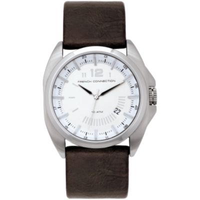 French Connection Men's White Dial Brown Leather Strap Watch - Product number 6556906
