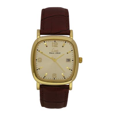 Limit Vintage Men's Gold Plated Square Dial Strap Watch - Product number 6557120