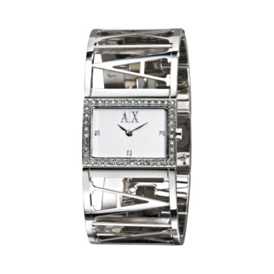 Armani Exchange Ladies' Stainless Steel Open Cuff Logo Watch