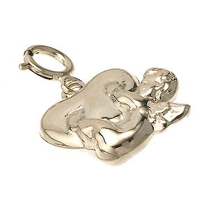 9ct Yellow Gold Medium Cupid and Heart Charm