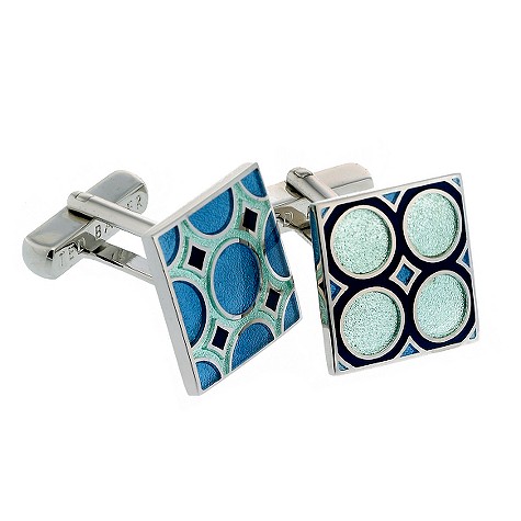 blue tile patterned cufflinks