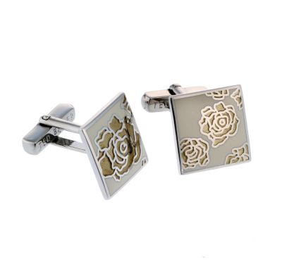 ted baker grey square flower print cufflinks