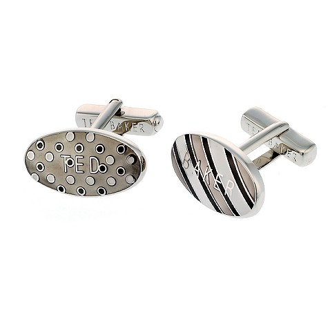 grey spotted and striped cufflinks