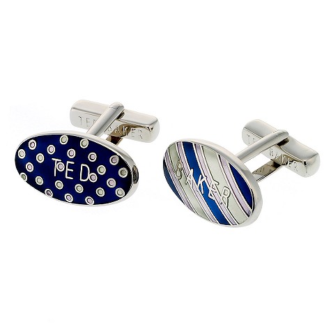 ted baker navy spotted and striped cufflinks
