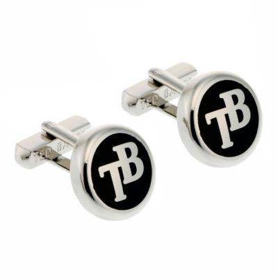 black round initialled cufflinks