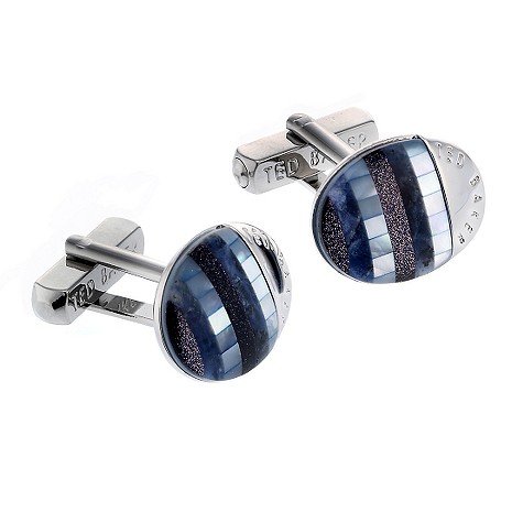 blue oval striped cufflinks