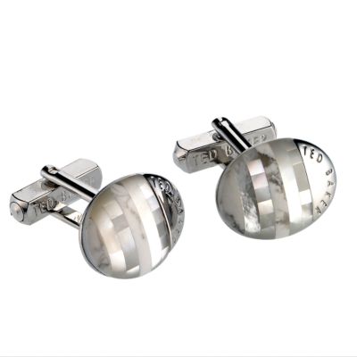 white oval striped cufflinks