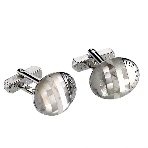 ted baker white oval striped cufflinks