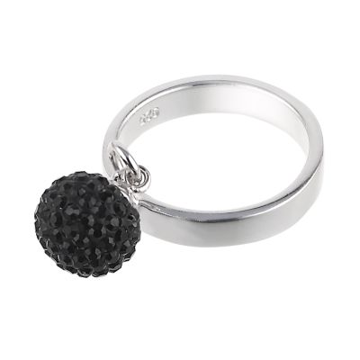 Giles Deacon Sterling Silver Black Ball Ring - Ring Size P - Product number 6566642