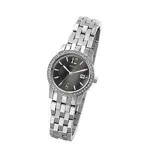 Ladies`Stone Set Stainless Steel Bracelet Watch