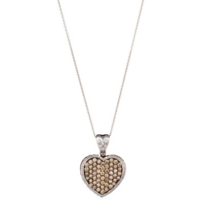 14ct white gold 1.75 carat brown and white diamond pendant