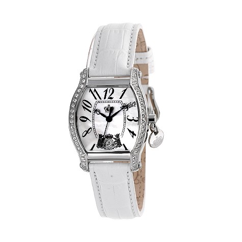 Couture Dalton white leather strap watch