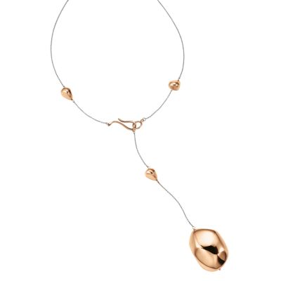 Breil Milano Soffio stainless steel and 18ct rose gold Y shaped boule necklace - Product number 6576028