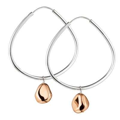 Breil Milano Soffio stainless steel hoop and 18ct rose gold boule earrings - Product number 6576095
