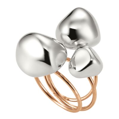 Breil Milano Soffio 18ct rose gold and sterling silver boule ring - size N1/2 - Product number 6576117