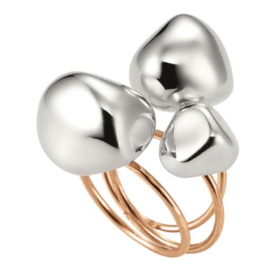 Breil Milano Soffio 18ct rose gold and sterling silver boule ring - size P - Product number 6576125
