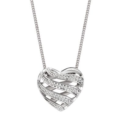 H Samuel Sterling Silver Diamond Set Heart Pendant