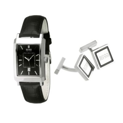 Hugo Boss mens watch and cufflink set