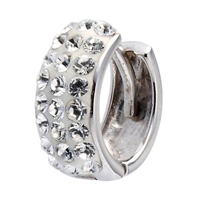 9ct White Gold Mens Single Crystal Huggie