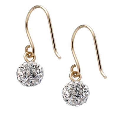 9ct Gold Small Crystal Hook Drop Earrings