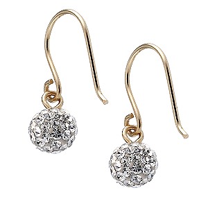 9ct gold Small Crystal Hook Drop Earrings