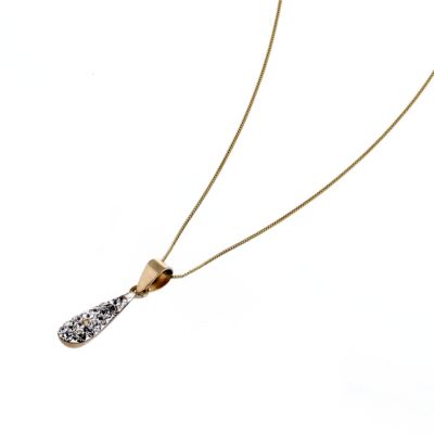 9ct Gold Small Crystal Set Drop Pendant