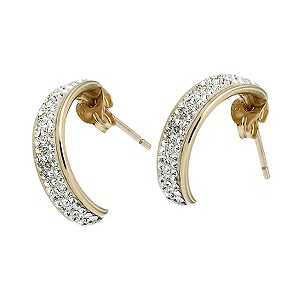 9ct gold Rimmed Crystal Half Hoop Stud Earrings