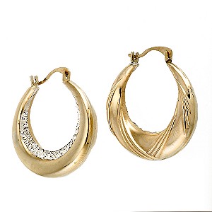 9ct gold Large Crystal Creole Earrings