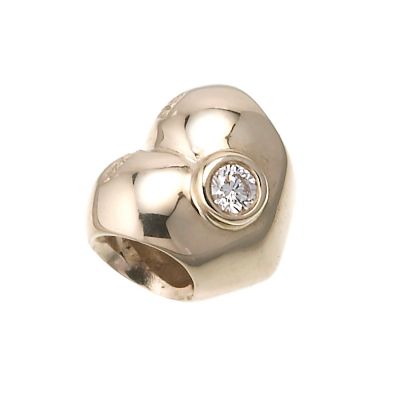 Pandora 14ct gold diamond set puff heart bead - Product number 6583016