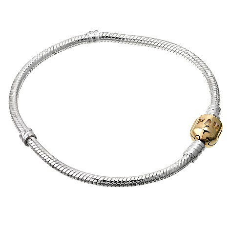 Pandora sterling silver bracelet with 14ct gold